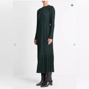Vince Dark Green Long Sleeve Dress Size Large